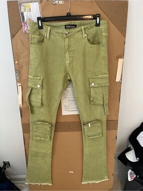 Pheelings Olive Green Cargo Flare Jeans Men’s Size 34